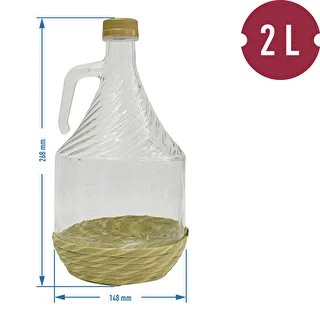 Demižons Dama 2 l pītā apvalkā, ar skrūvējamu vāciņu – photo 2