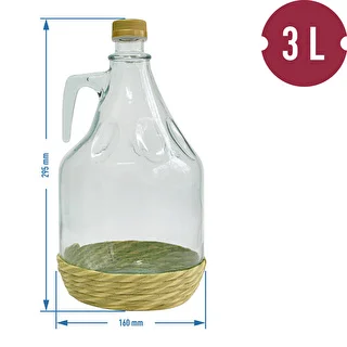 Demižons Dama 3 l pītā apvalkā, ar skrūvējamu vāciņu – photo 2