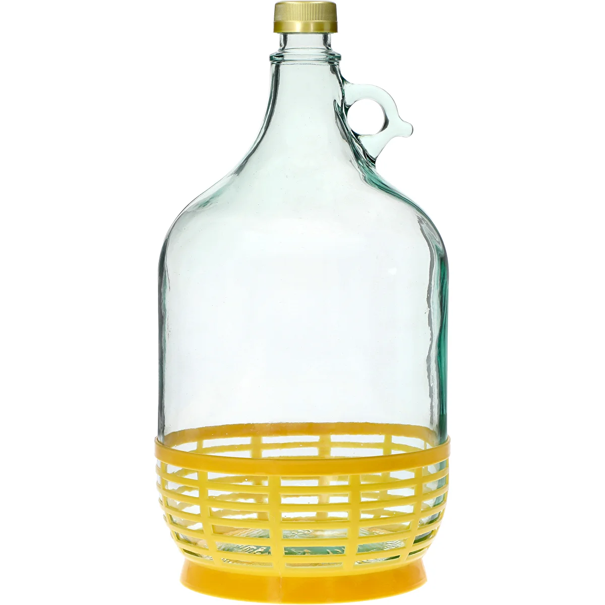 Demižons Dama 5 l ar skrūvējamu vāciņu un plastmasas grozu
