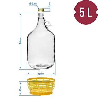 Demižons Dama 5 l ar skrūvējamu vāciņu un plastmasas grozu – photo 9