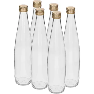 Kluba pudele 500 ml ar zelta skrūvējamo vāciņu, komplekts 6 gab.