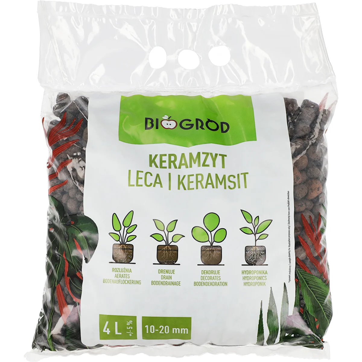 Keramzīts istabas augiem, dārzkopībai un mežiem stiklā10–20 mm, 4L
