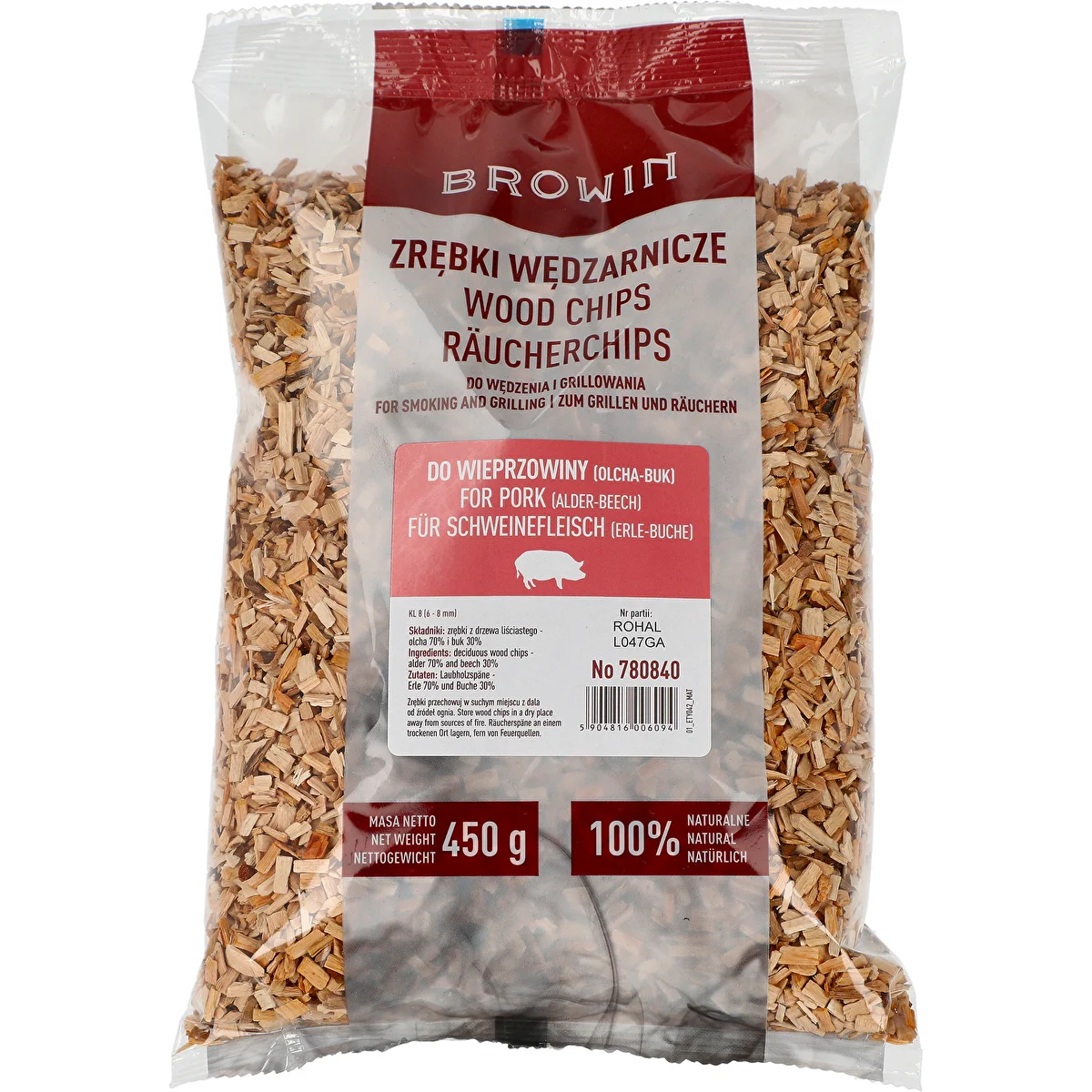 Kūpināšanas/grilēšanas skaidas, 70% alkšņa + 30% bukas, 450 g, kl. 8