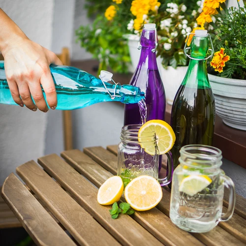 1 L stikla pudele ar hermētisku aizdari - dažādās krāsās - 5