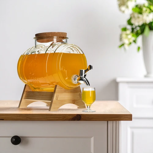 3 l stikla muciņa ar platu uzpildes atveri, korķi, statīvu un krāniņu - 7