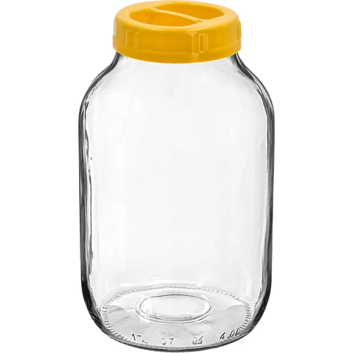 4 L twist-off burka un skrūvējamais plastmasas vāciņš ar rokturi, fi 100