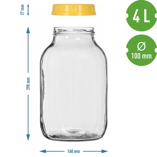 4 L twist-off burka un skrūvējamais plastmasas vāciņš ar rokturi, fi 100 - 7