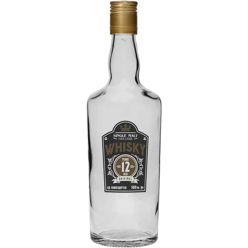 500 ml pudele ar skrūvējamu vāciņu un divkrāsu apdruku Whisky - 4 gab. - 3