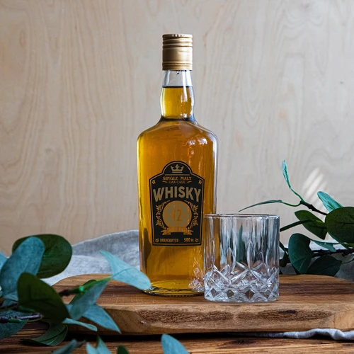 500 ml pudele ar skrūvējamu vāciņu un divkrāsu apdruku Whisky - 4 gab. - 9