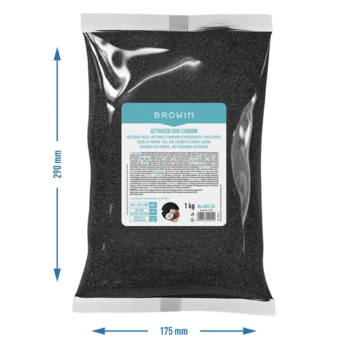 Activated Duo Carbon — akmeņogļu (minerālās) un kokosriekstu aktīvās ogles maisījums, 1 kg, uz 60 L - 7