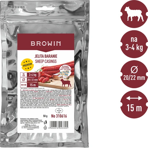 Aitas zarnu apvalki uz lentēm 20/22, 15 m - 2