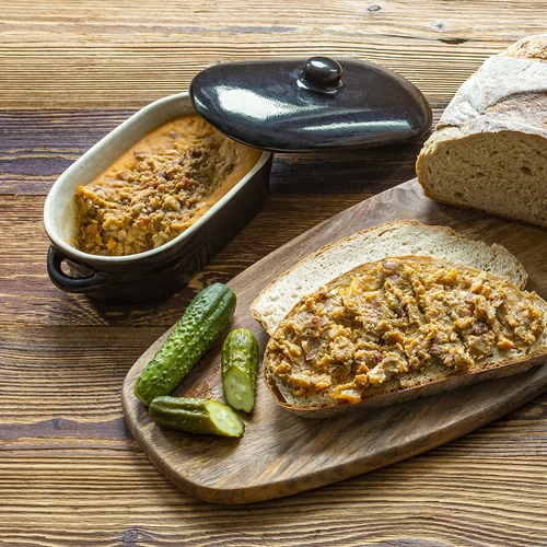 Akmens masa – pods cūku taukiem, iegarenas formas ar vāciņu, 0,75 l - 4