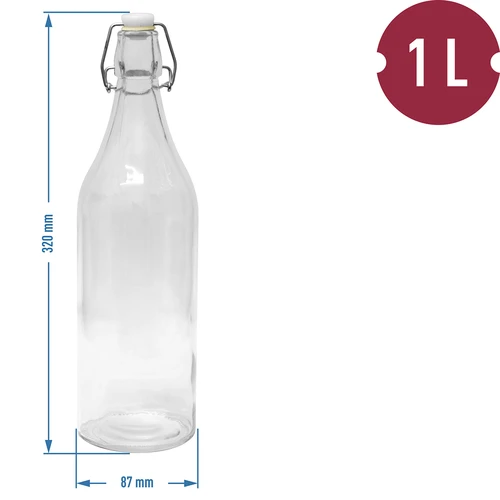 Apaļa 1 L pudele ar hermētisku aizdari - 2