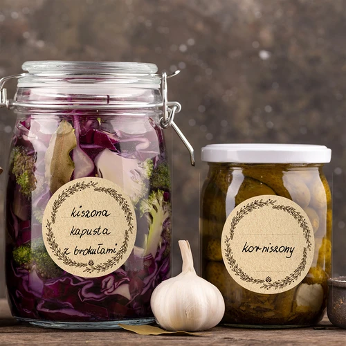 Apaļas etiķetes Ø 66,5 mm vāciņiem/burkām - 20 gab. - 10