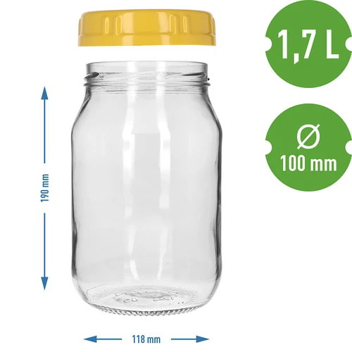TO burka 1,7 l ar dzeltenu plastmasas vāciņu ar rokturi, fi 100, 1 gab. - 4