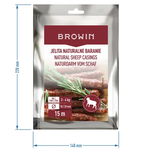 Dabīgie aitu zarnu apvalki - kalibrs 18/20 mm, 15 m - 5