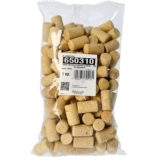 Dabīgs cilindrisks korķis d.22x38 - 100 gab. aglomerāts - 2