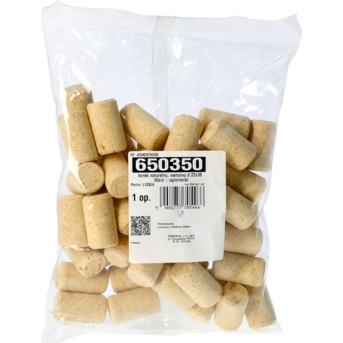 dabīgs korķis, cilindrisks d.22x38 50 gab.-aglomerāts - 2