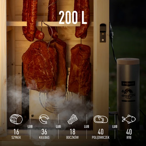 Dārza koka kūpinātava 200 L – dragON Wood 100E ar elektrisko sildīšanas moduli un kontrolieri - 7