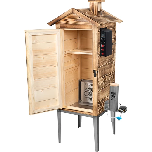 Dārza kūpinātava 200 L dragON Wood 100E — no apdedzināta koka, ar elektrisko sildmoduli un kontrolieri - 3