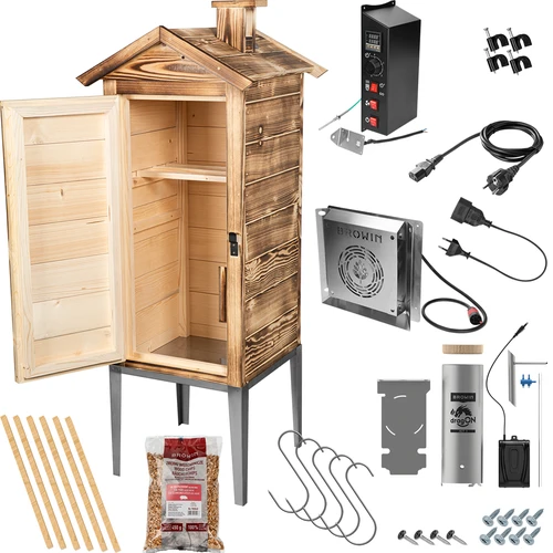 Dārza kūpinātava 200 L dragON Wood 100E — no apdedzināta koka, ar elektrisko sildmoduli un kontrolieri - 2