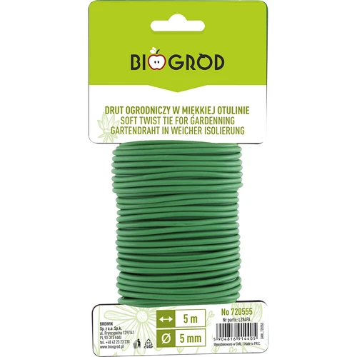 Dārza stieple mīkstā apvalkā 5m x 5mm