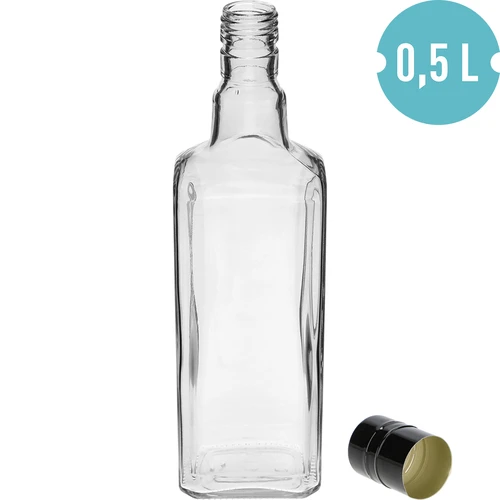 Dekoratīva pudele TYNKTURA 0,5 L ar garu melnu skrūvējamo vāciņu, fi 28 mm, 1 gab. - 2