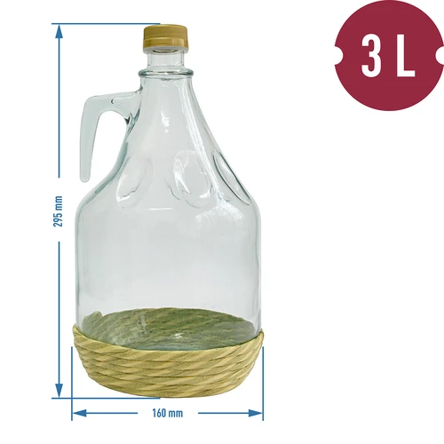 Demižons Dama 3 l pītā apvalkā, ar skrūvējamu vāciņu - 2