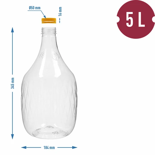 Demižons Dama 5 L PET, ar skrūvējamu vāciņu - 4