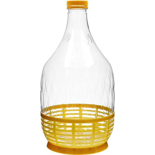 Demižons Dama 5 L PET, ar skrūvējamu vāciņu un grozu