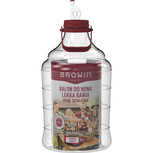 Demižons vīnam, viegls, neplīstošs, ar rokturi, 25 L - 3