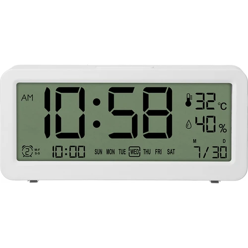 Elektroniskā laikapstākļu stacija Soens – balta, ar pulksteni un kalendāru - 2
