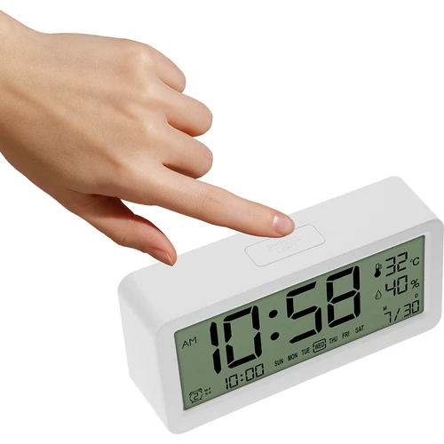 Elektroniskā laikapstākļu stacija Soens – balta, ar pulksteni un kalendāru - 3