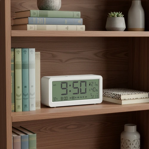 Elektroniskā laikapstākļu stacija Soens – balta, ar pulksteni un kalendāru - 8