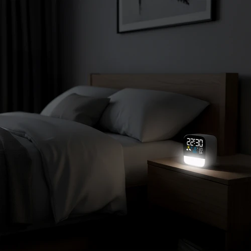 Elektroniskā Soens laika stacija - ar bezvadu sensoru, modinātāju un lampiņu - 6