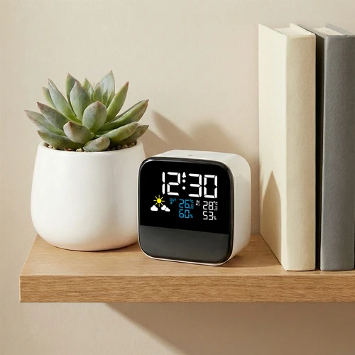 Elektroniskā Soens laika stacija - ar bezvadu sensoru, modinātāju un lampiņu - 5