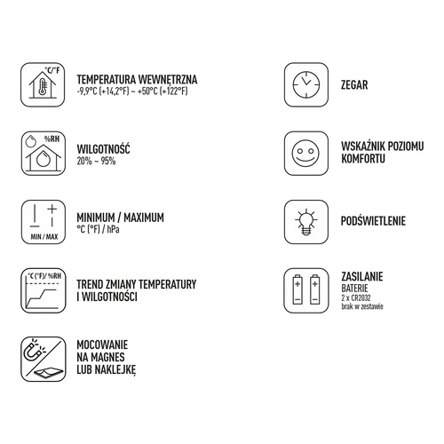 Elektroniskais istabas termometrs, melns - 13