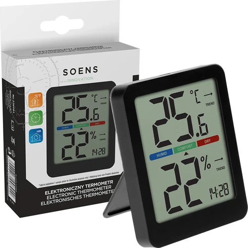 Elektroniskais istabas termometrs, melns - 8