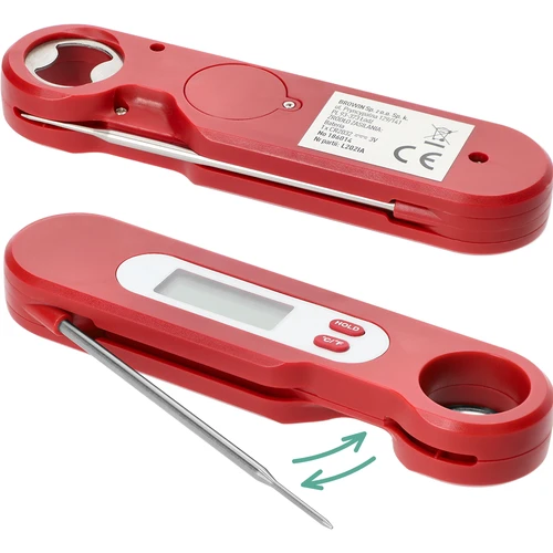 Elektroniskais kulinārais termometrs ar salokāmu zondi (-50/+300103), sarkans - 4