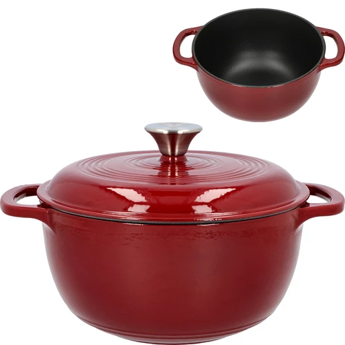 Emalēts čuguna katls - bordo, 4 l