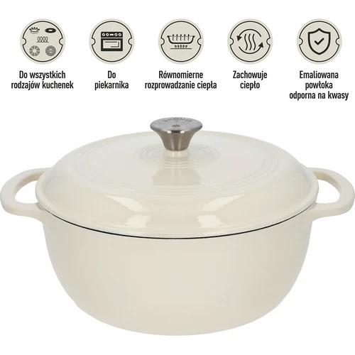 Emalēts čuguna katls – ecru, 5,8 L - 5