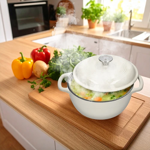 Emaljēts čuguna katls – ekrū, 4 l - 7