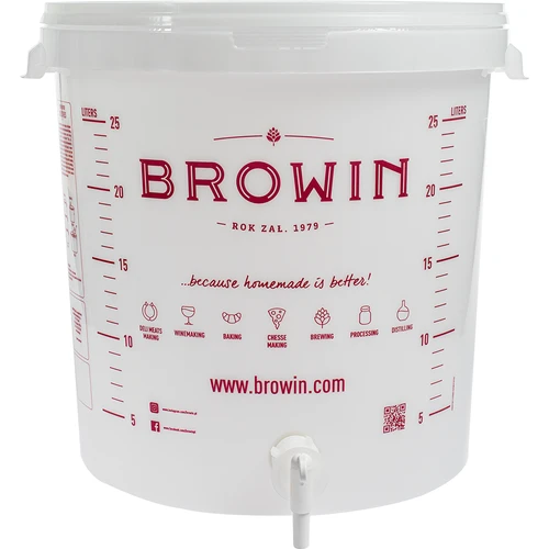 Fermentācijas trauks 30 L ar vāku - paplašināts komplekts: 2 gaisa slēdži, 2 korķi, krāns, EN - 5