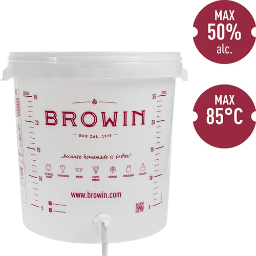 Fermentācijas trauks 30 L ar vāku - paplašināts komplekts: 2 gaisa slēdži, 2 korķi, krāns, EN - 6