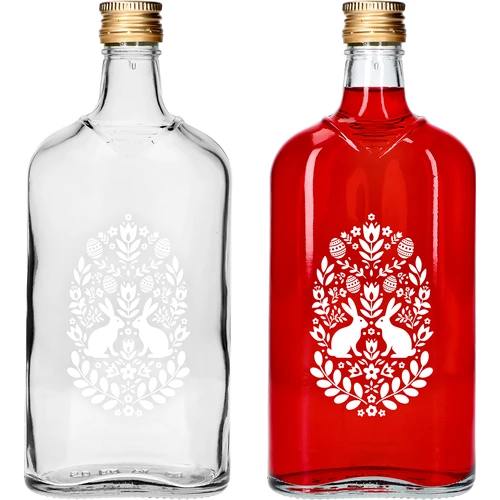 Plakanā pudele 500 ml ar aizskrūvējamu korķi, apdruka „Lieldienas”, 1 gab.