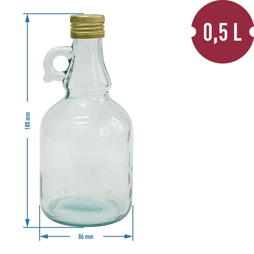 Gallone pudele bez pītā apvalka, ar skrūvējamu vāciņu, 0,5 L - 2