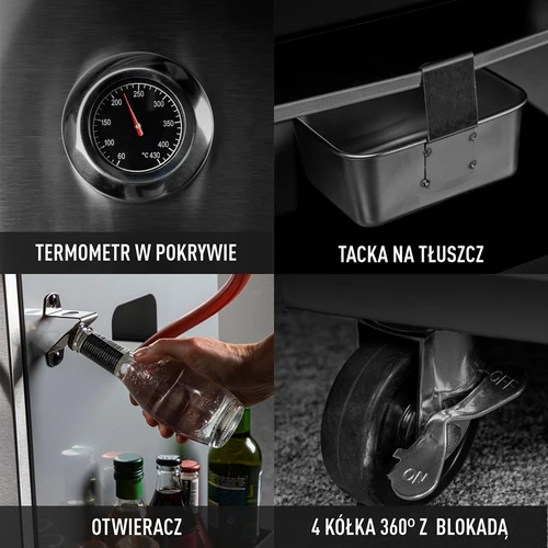 Gāzes grils dragON BBQ101, 11,7 kW, melns/sudraba - 8