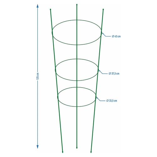 Gredzenveida augu balsts, 3 gredzeni, 1,2 m - 2