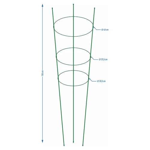 Gredzenveida augu balsts, 3 gredzeni, 1,5 m - 2
