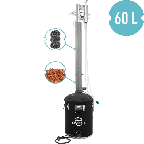 HawkStill „Aukstie pirksti” destilators 60 L – stikla lodīšu strūklā apstrādāta kolonna Ø 60,3 mm un tvertnes siltinājums - 2